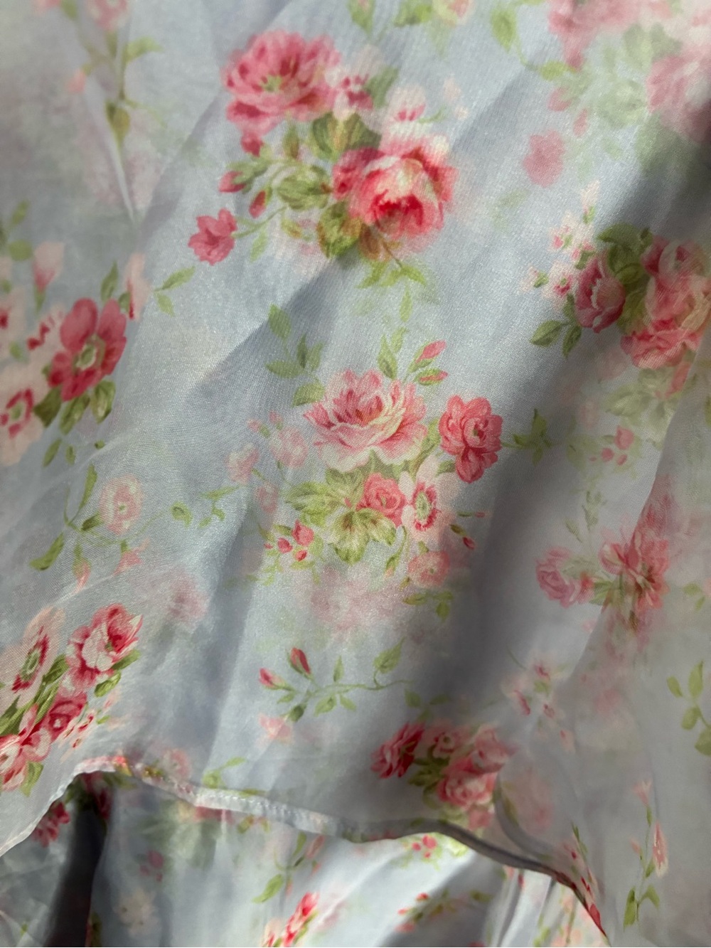 Abercrombie & Fitch Organza Strapless Floral Tiered Ruffle Dress Large Blue/Pink - Picture 3 of 9